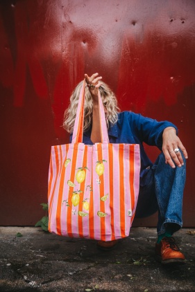 Ekologisk tygpåse rosarandig med citron 