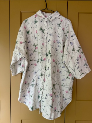 Oversize linneskjorta - sommarblomma