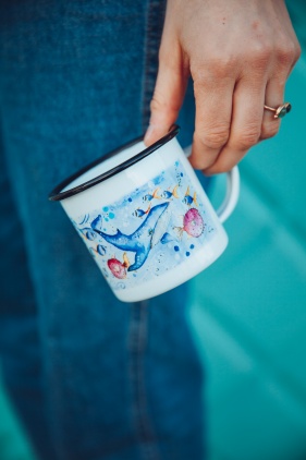 Emaljmugg val sköldpad a