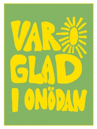 Vykort a6 - glad i onödan gul/grön 