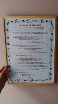 Att tänka på vid behov - väggord 30*40