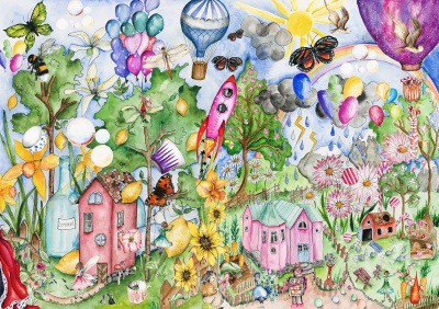 målarunderlägg - karamellhusen 