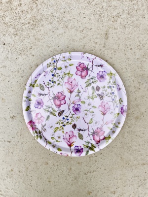Rund träbricka 31 cm - blommor 