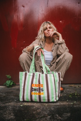 Randig ekologisk tygpåse