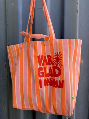 Ekologisk tygpåse rosaorangerandig - glad i onödan 