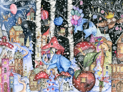 Julmålning 30*40cm - sagolandet 