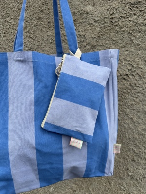 Ekologisk tygpåse - blårandig (flyttbar ficka köpes separat)