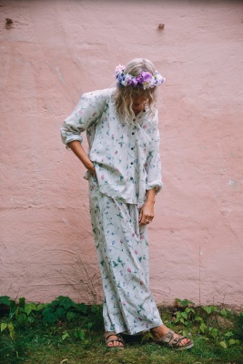 Ekologisk oversize dress linne/bomull - sommarblomma