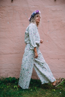 Ekologisk oversize dress linne/bomull - sommarblomma