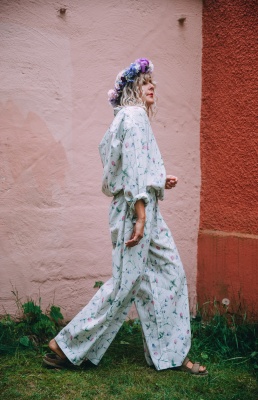 Ekologisk oversize dress linne/bomull - sommarblomma
