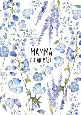 Vykort mamma du är bäst - blå blommor 