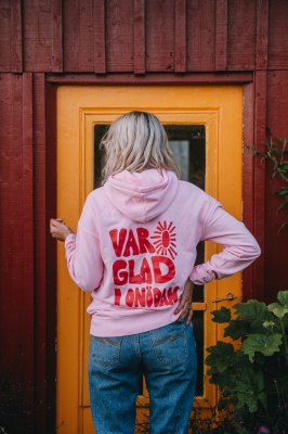 Ekologisk stentvättade hoddie - rosa 