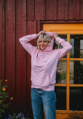 Ekologisk stentvättade hoddie - rosa 