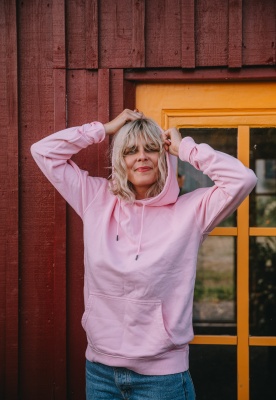 Ekologisk stentvättade hoddie - rosa 