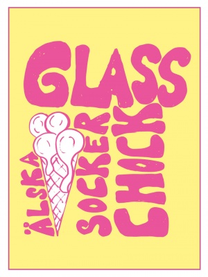 Vykort A6 - glass rosa/gul 